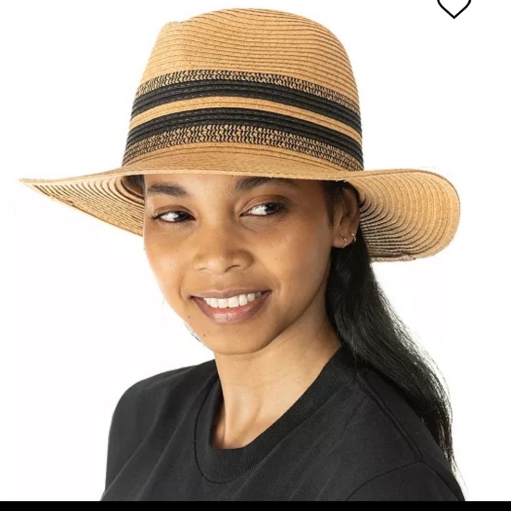 New! INC Macys Attractive Striped Panama Packable Hat